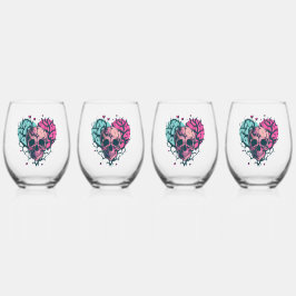 Thorny Heart Skull Weinglas Ohne Stiel