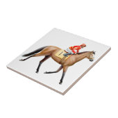 Thoroughbred, der zur Posten-Fliese trottet Fliese (Seite)