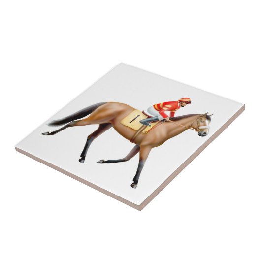 Thoroughbred, der zur Posten-Fliese trottet Fliese (Seite)