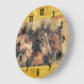 Thoroughbred horses running in a field große wanduhr (Winkel)