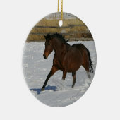 Thoroughbred-Pferd, das in den Schnee läuft Keramikornament (Rechts)