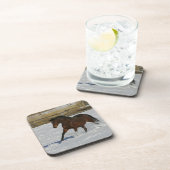 Thoroughbred-Pferd, das in den Schnee läuft Untersetzer (Rechte Seite)