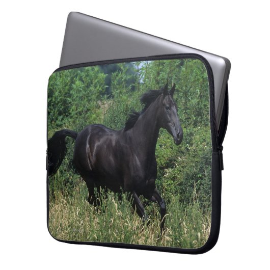 Thoroughbred-Pferd, das in Gras läuft Laptopschutzhülle (Vorderseite Links)