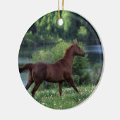 Thoroughbred-Pferd stehend in den Blumen Keramik Ornament (Links)