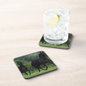 Thoroughbred-Pferde auf dem Blumen-Gebiet Untersetzer (Rechte Seite)