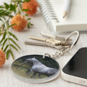 Thoroughbred-Pferdebereitstehender Zaun Schlüsselanhänger (Vorderseite rechts)