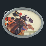 Thoroughbred-Rennen Ovale Gürtelschnalle<br><div class="desc">Künstler: Pferderennen Mauricebower-|</div>