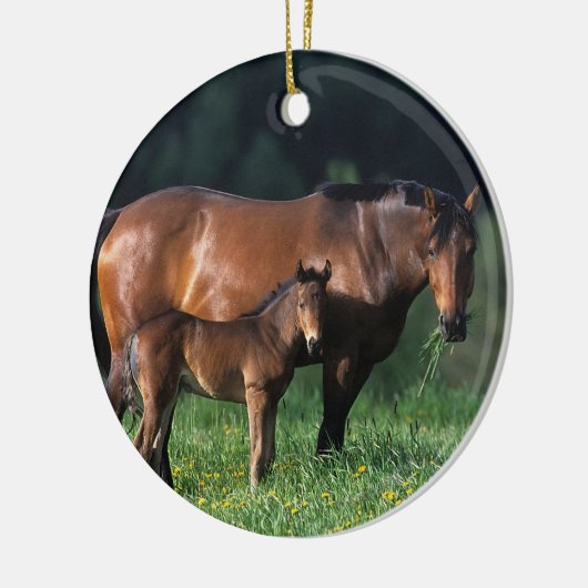Thoroughbred-Stute u. Fohlen 1 Keramikornament (Links)