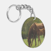Thoroughbred-Stute u. Fohlen 2 Schlüsselanhänger (Vorderseite links)