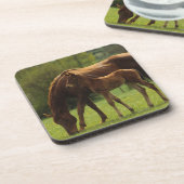 Thoroughbred-Stute u. Fohlen 2 Untersetzer (Linke Seite)