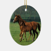 Thoroughbred-Stute u. Fohlen 3 Keramikornament (Rechts)
