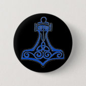 Thors-Hammer-Blau Button (Vorderseite)