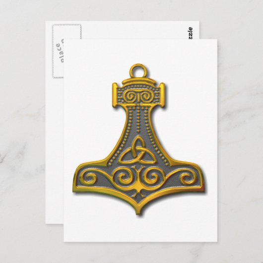 Thor's Hammer-gold Postkarte (Vorne/Hinten)
