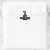 Thors Hammer in Black Runder Aufkleber (Tasche)