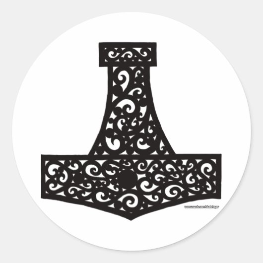 Thors Hammer in Black Runder Aufkleber (Vorderseite)