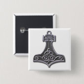 Thor's Hammer-silber Button (Vorne & Hinten)