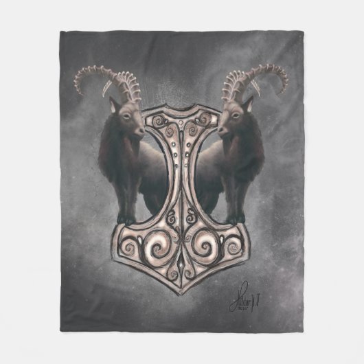 Thor's Might: Mjölnir und der Thunderous Companion Fleecedecke (Vorderseite)