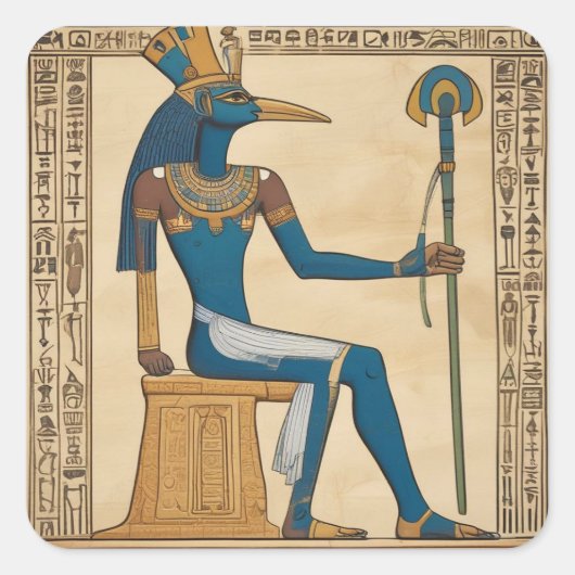 Thoth, alter ägyptischer Gott Quadratischer Aufkleber (Vorderseite)