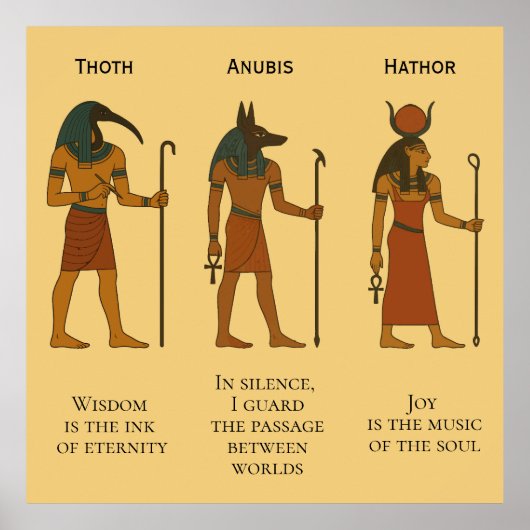 Thoth, Anubis & Hathor - Altägyptische Gottheit Poster (Vorne)