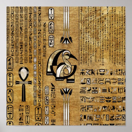 Thoth - Djhuty Egytian God- Gold und Perle Poster (Vorne)