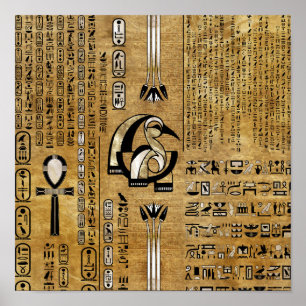 Thoth - Djhuty Egytian Gott- Gold und Perle Poster