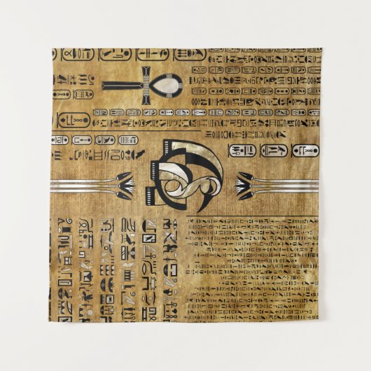 Thoth - Djhuty Egytian Gott- Gold und Perle Wandteppich (Vorderseite (Horizontal))