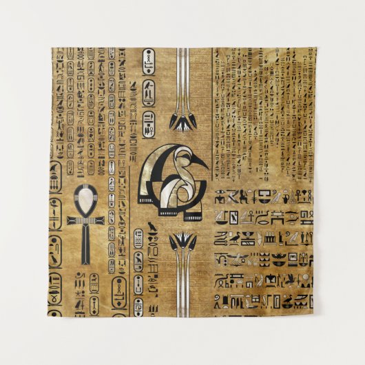 Thoth - Djhuty Egytian Gott- Gold und Perle Wandteppich (Vorderseite)