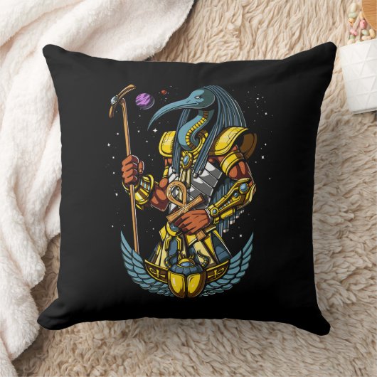 Thoth Egyptian God Ankh Scarab Altes Symbol Kissen (Decke)