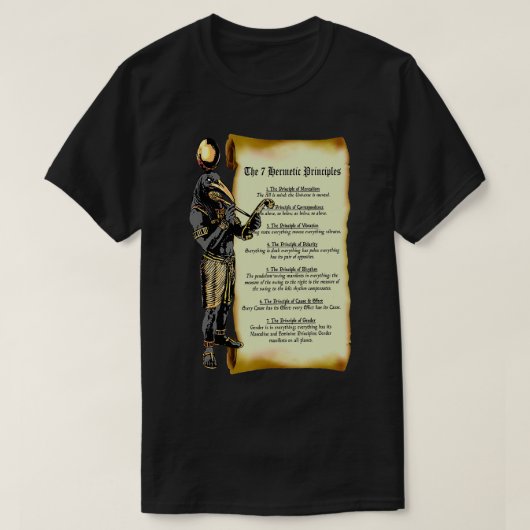 Thoth und die 7 hermetischen Prinzipien Ägypten un T-Shirt (Design vorne)