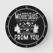 Though The Mountains Move Christian Art Runde Wanduhr (Vorderseite)