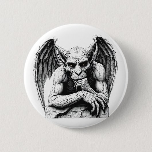 Thoughtful Gargoyle Button (Vorderseite)