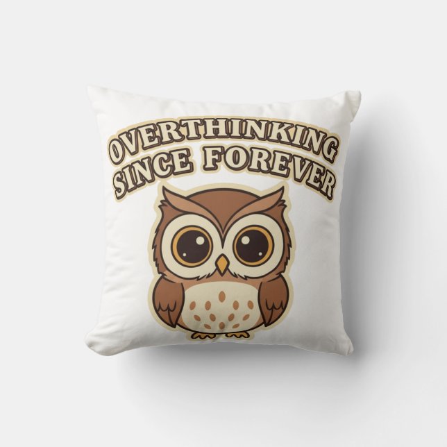 Thoughtful Retro Owl Square Comfort Pillow Kissen (Vorderseite)