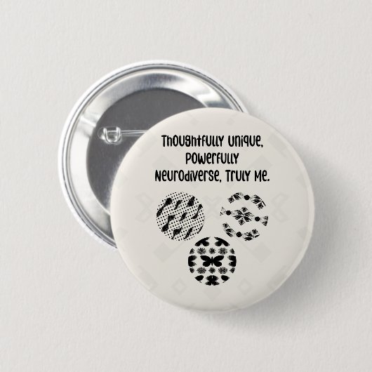 Thoughtfully Unique Powerfully Neurodiverse Truly  Button (Vorne & Hinten)
