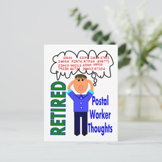 "Thoughts" - Funny Zip-Codes für veraltete Postarb Postkarte (Stehend Vorderseite)
