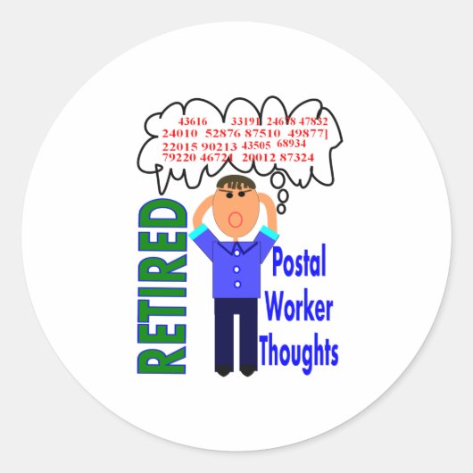 "Thoughts" - Funny Zip-Codes für veraltete Postarb Runder Aufkleber (Vorderseite)