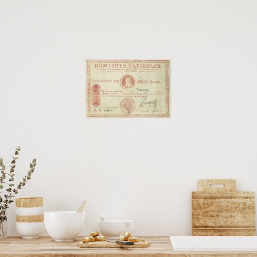 Thousand livre banknote with Louis XVI's Poster (Küche)