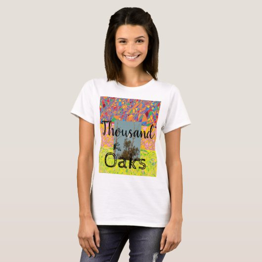 Thousand Oaks with abstract art and eucalyptus &bi T-Shirt (Vorne ganz)