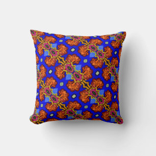 THP - 001 - Blau & Orange - Kissengeflecht Kissen