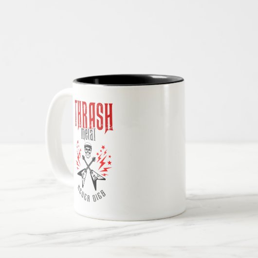 Thrash Metal stirbt nie Zweifarbige Tasse (Vorderseite Links)