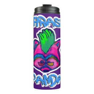 Thrash Panda Neon Punk Racoon Cartoon Thermosbecher
