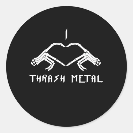 Thrash Skeleton Hands Heart Classic Runder Aufkleber (Vorderseite)