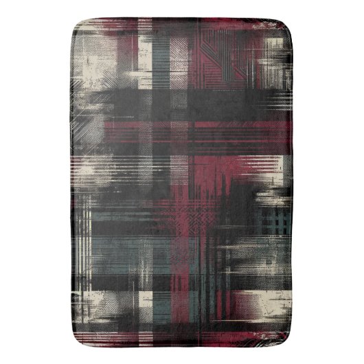 Thrashed Grungy Alternative Grunge Kariertes Muste Badematte (Vorderseite Vertikal)