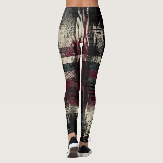 Thrashed Grungy Alternative Grunge Kariertes Muste Leggings (Rückseite)