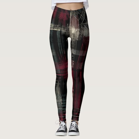 Thrashed Grungy Alternative Grunge Kariertes Muste Leggings (Vorderseite)