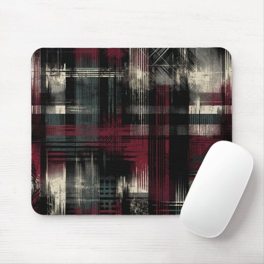 Thrashed Grungy Alternative Grunge Kariertes Muste Mousepad (Mit Mouse)