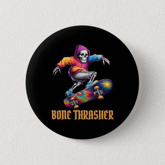 Thrasher Skeleton Halloween-Kostüm Button (Vorderseite)