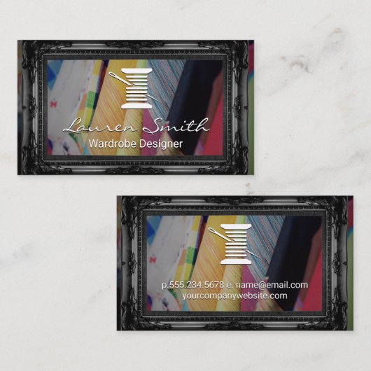 Thread and Needle Wardrobes | Extravaganter Rahmen Visitenkarte (Vorne/Hinten)