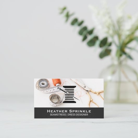 Thread Reels | Seamstress | Extravagantes Musterpr Visitenkarte (Stehend Vorderseite)