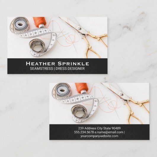 Thread Reels | Seamstress | Extravagantes Musterpr Visitenkarte (Vorne/Hinten)