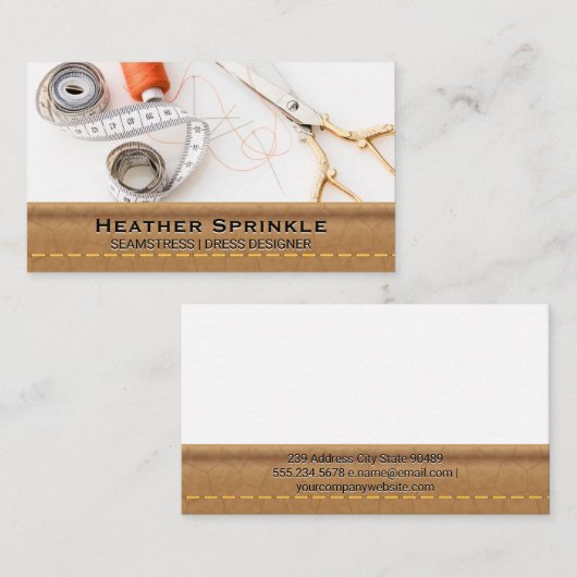 Thread Reels | Seamstress | Leder Visitenkarte (Vorne/Hinten)